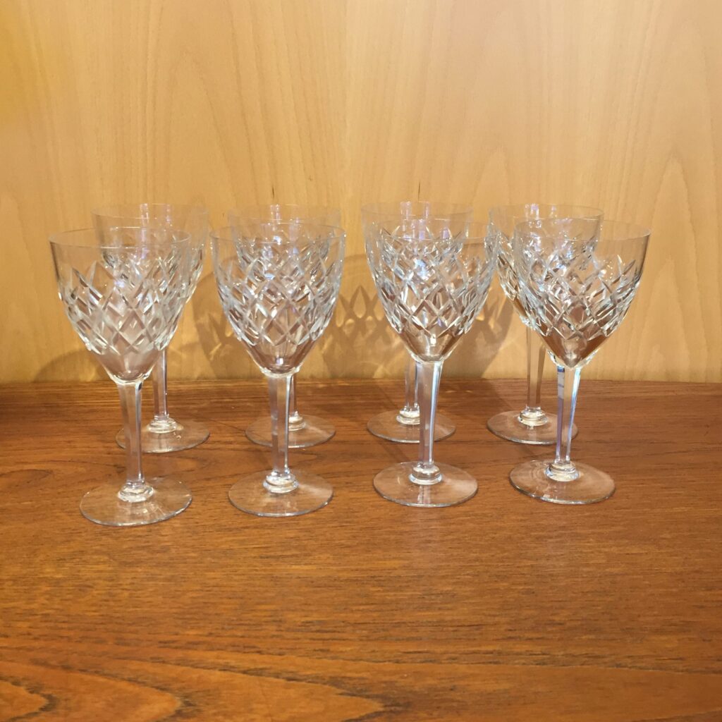 7st Kristall Vinglas med Diamantmönster - Image 3