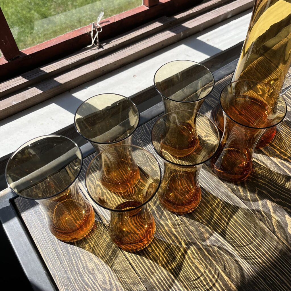 Bärnstensfärgad Karaff Med 4st Glas - Image 3