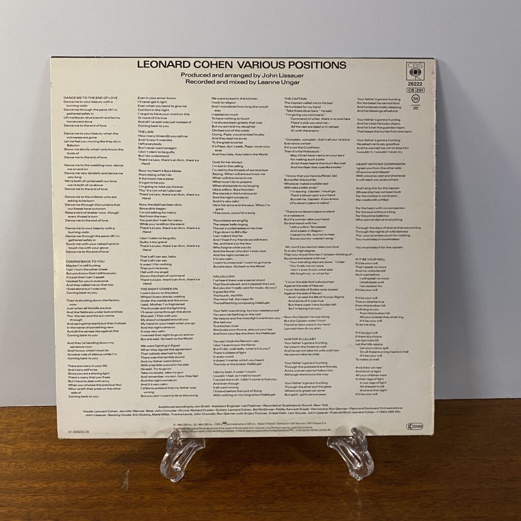 LP. Leonard Cohen - Various Positions - Image 3