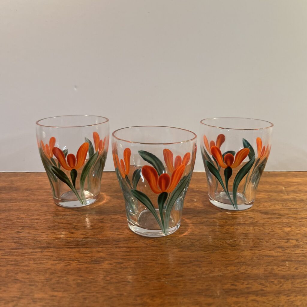 3st Handmålade Dricksglas med Tulpaner - Image 3