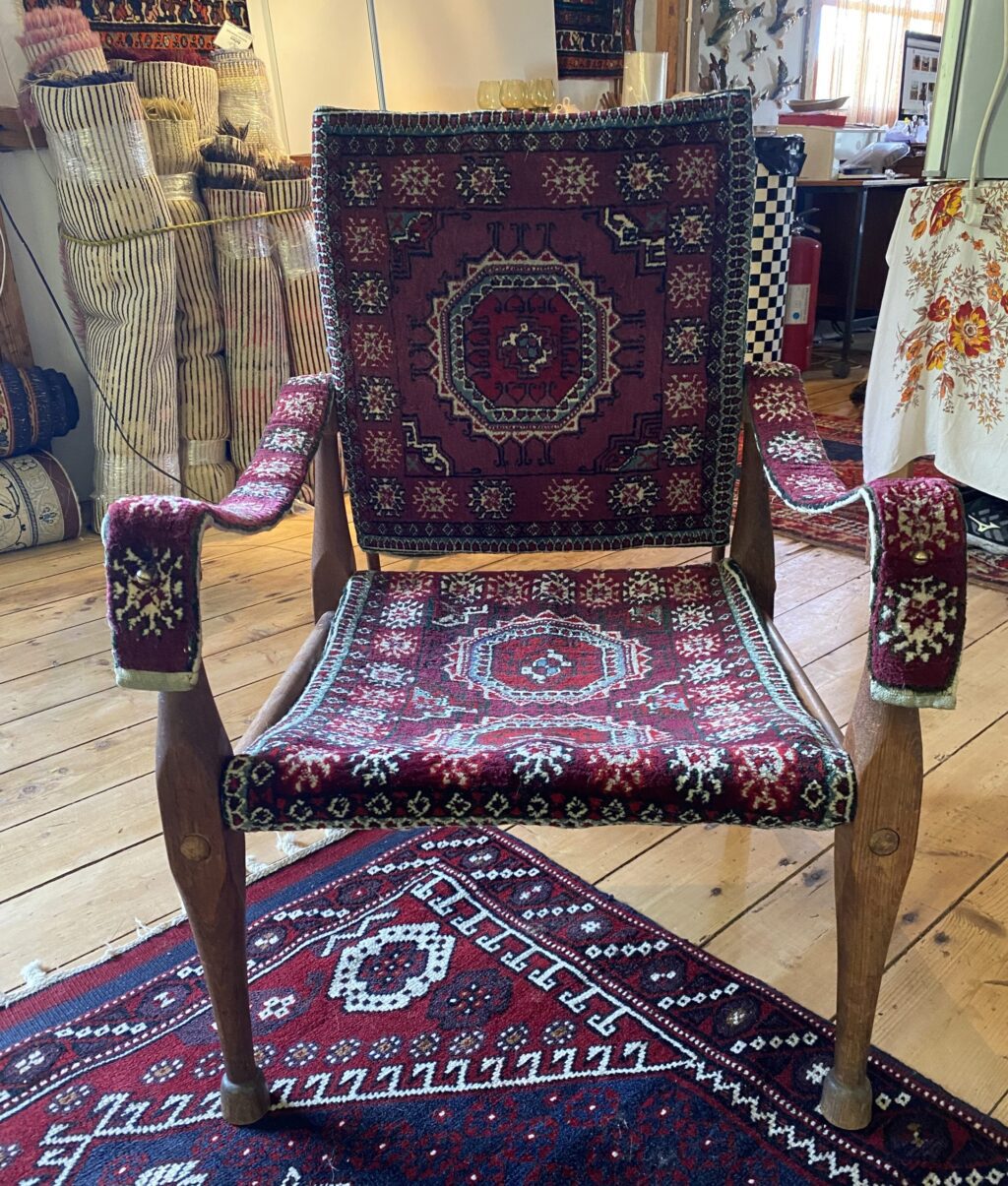 Rare Antique Turkish Bergama Safari Chair - Image 2