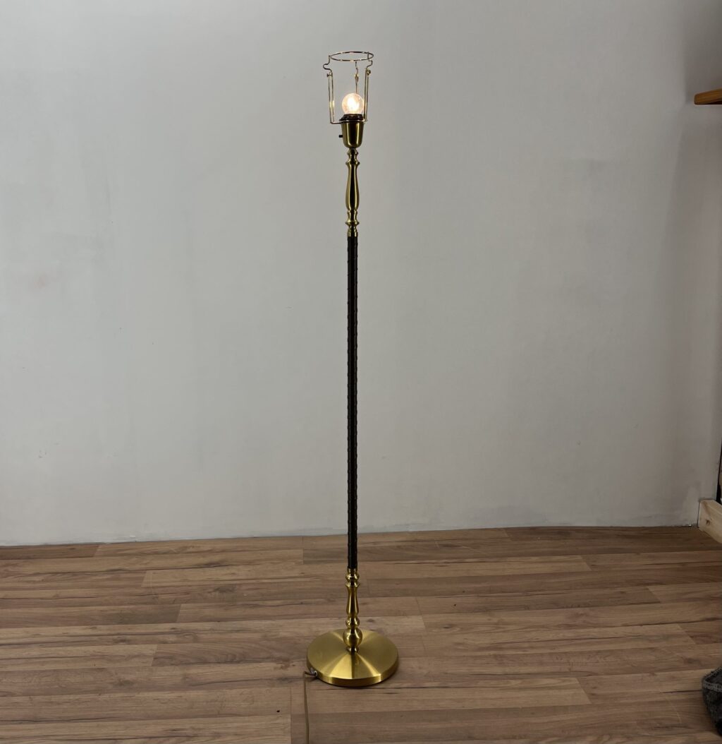 Läder/Mässing Golvlampa - Einar Bäckström