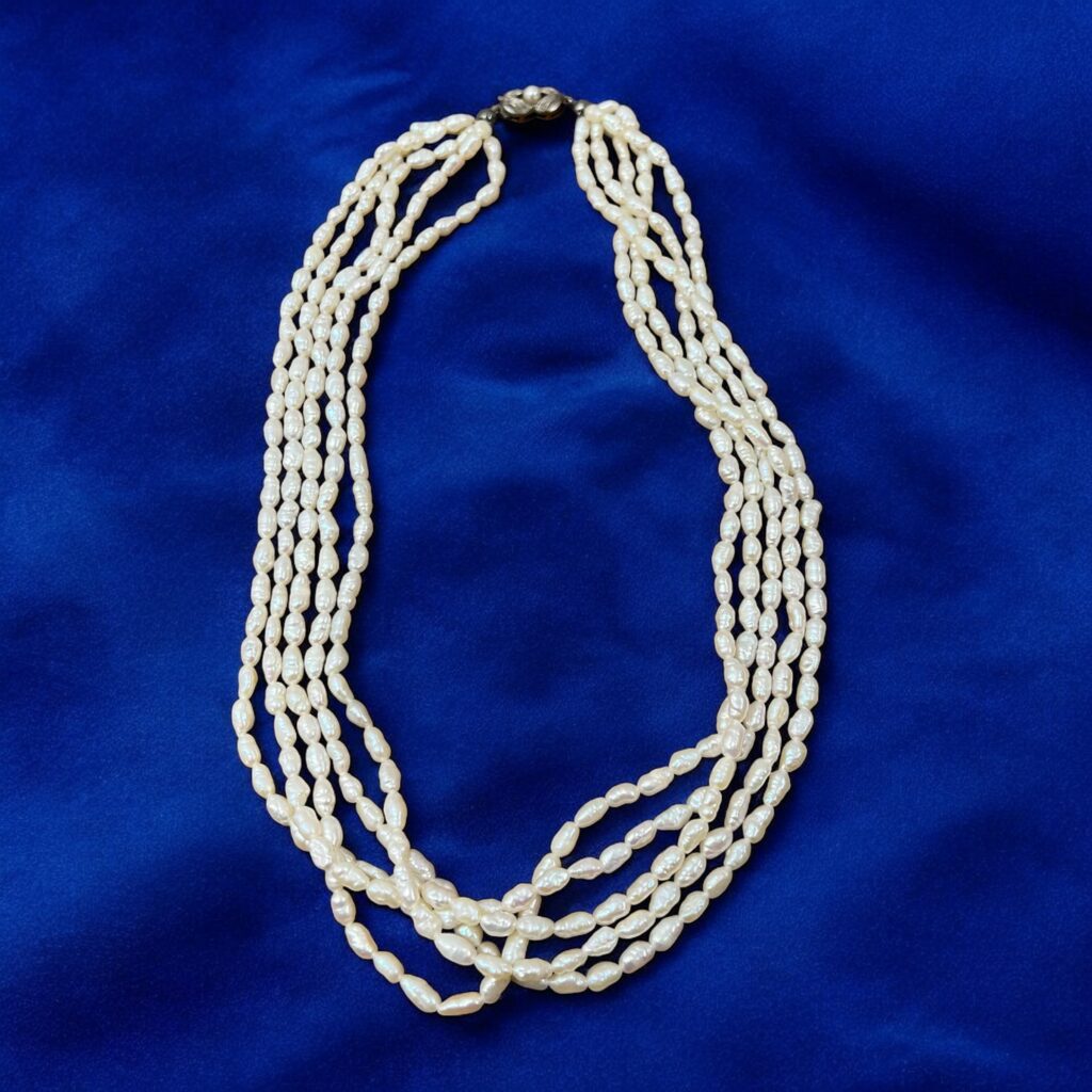 Pärlcollier med 5 Rader av Barock Pärlor