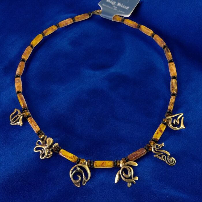 Halsband med Brons Berlocker - Big Blue Jewelry